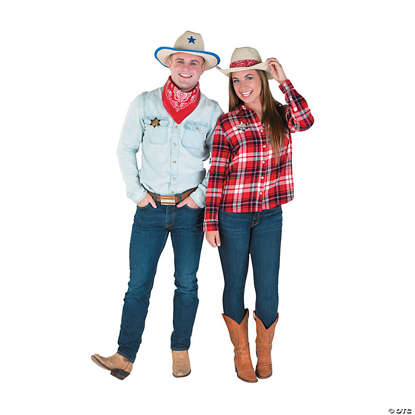 Adult Wild Western Costume Accessory Set Mens Cowboy Hat And Paisley Bandana Set 