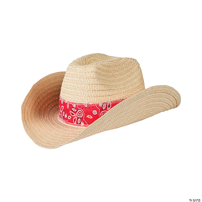 Western Cowgirl Hat Pink Bandana Set Rolled Hat Cowboy Cap Western Party C5N6