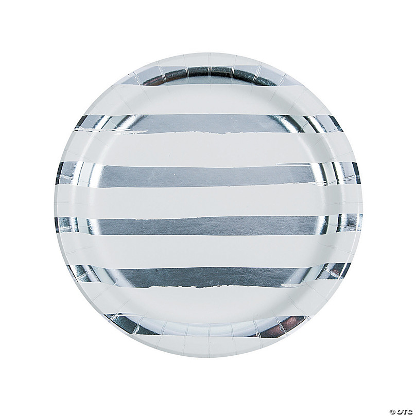 blue and white striped paper plates