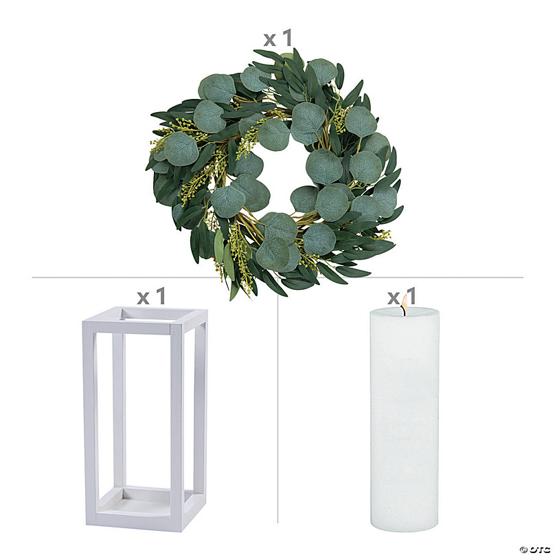 Tutte le dimensioni, Simple White Candle & Green Floral Centerpiece by