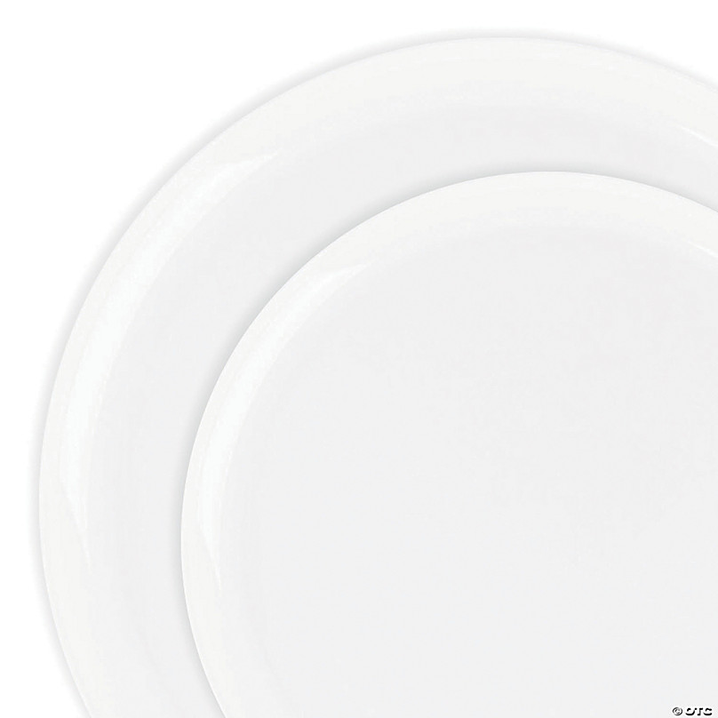Select Settings 60 Count White with Gold Trim Plastic Plates 30 Dinner and Salad