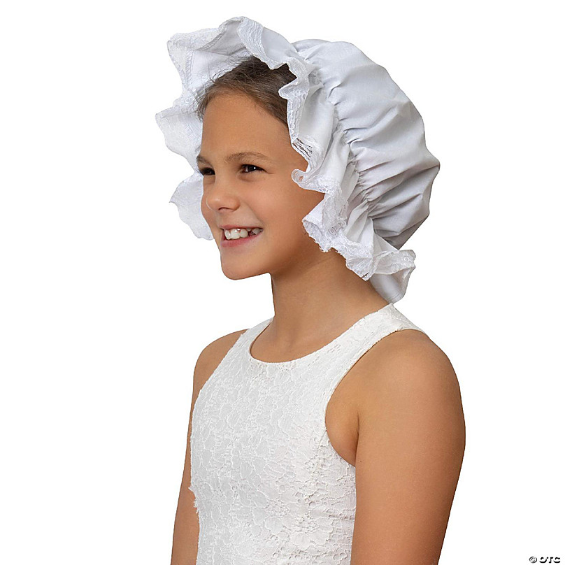 Child Girls White Bonnet Puritan Pilgrim Amish Hat Cap Dutch Costume Accessory 