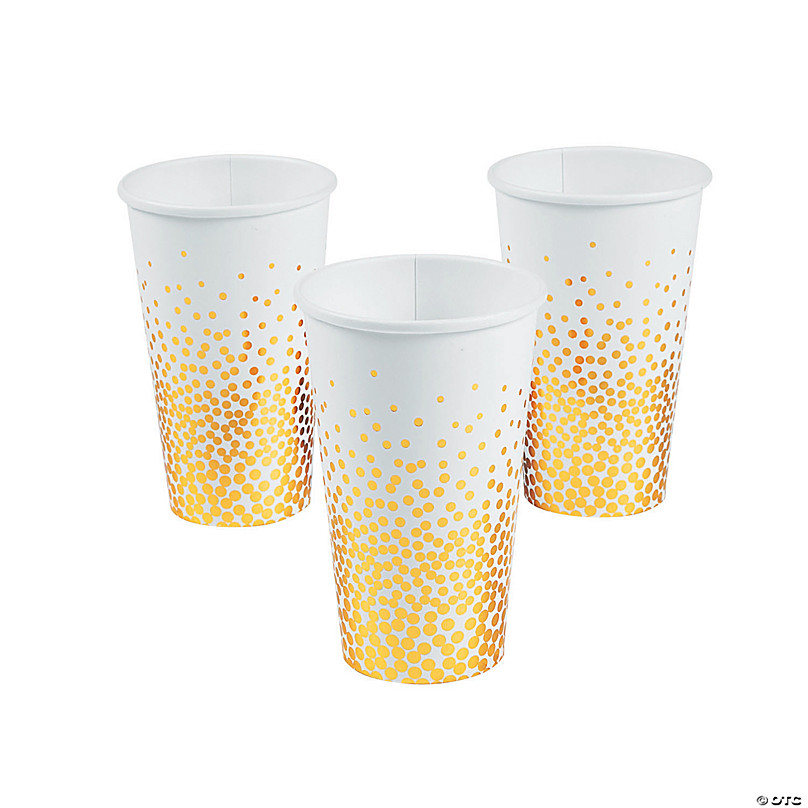 Bulk 50 Ct. Small Clear Plastic Cups with Gold Glitter