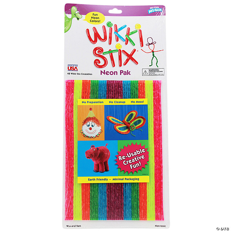 Wikki Stix, Neon Colors, 8 inch, 48 per Pack, 3 Packs