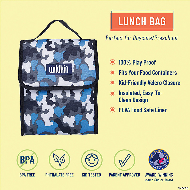 Wildkin Kids Insulated Lunch Box Bag (Blue Camo)