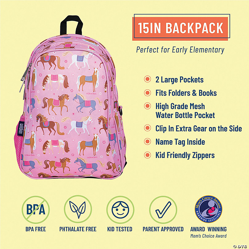 Horses in Pink 15 Inch Backpack