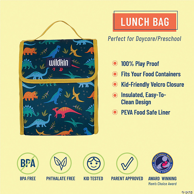 Wildkin Two Compartment Lunch Bag  Kids Lunch Bags-Jurassic Dinosaurs