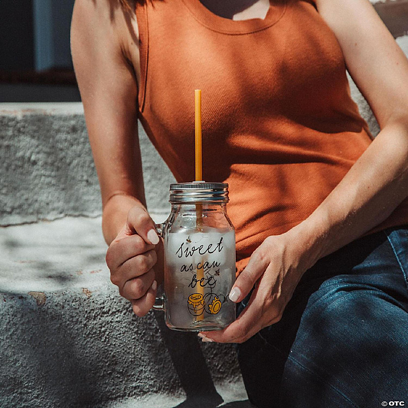 Silver Buffalo Winnie The Pooh Sweet As Can Bee 21 Ounce Glass Mason Jar  With Lid And Straw : Target