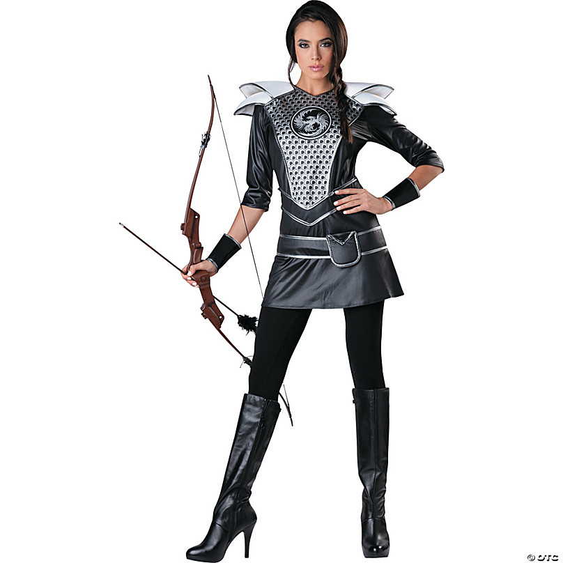 Womens Red Warrior Huntress Hunger Games Katniss Halloween Costume 