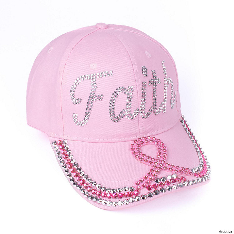 Breast Cancer Awareness Pink Ribbon Baseball Hat - Black w/White Trim (4  Pack) 