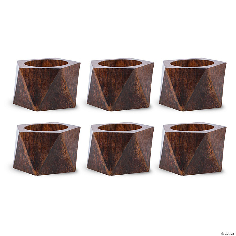 Handmade Wood Napkin Ring Set with 8 Napkin Rings (Set of 8, Wood)