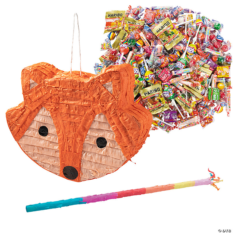 Small Pull String Fox Pinata for Woodland Birthday Party Decorations (16 x  13 In)