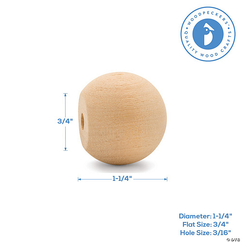 Woodpeckers Crafts, DIY Unfinished Wood 1-1/4 Ball Knob, Pack of 50