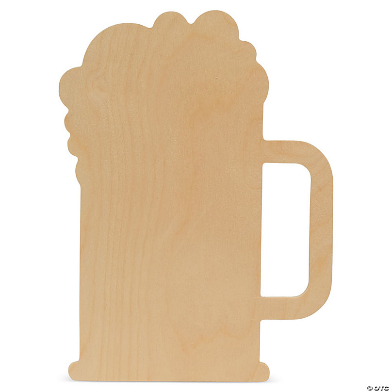 Woodpeckers Crafts, DIY Unfinished Wood 12 Beer Mug Cutout, Pack of 12
