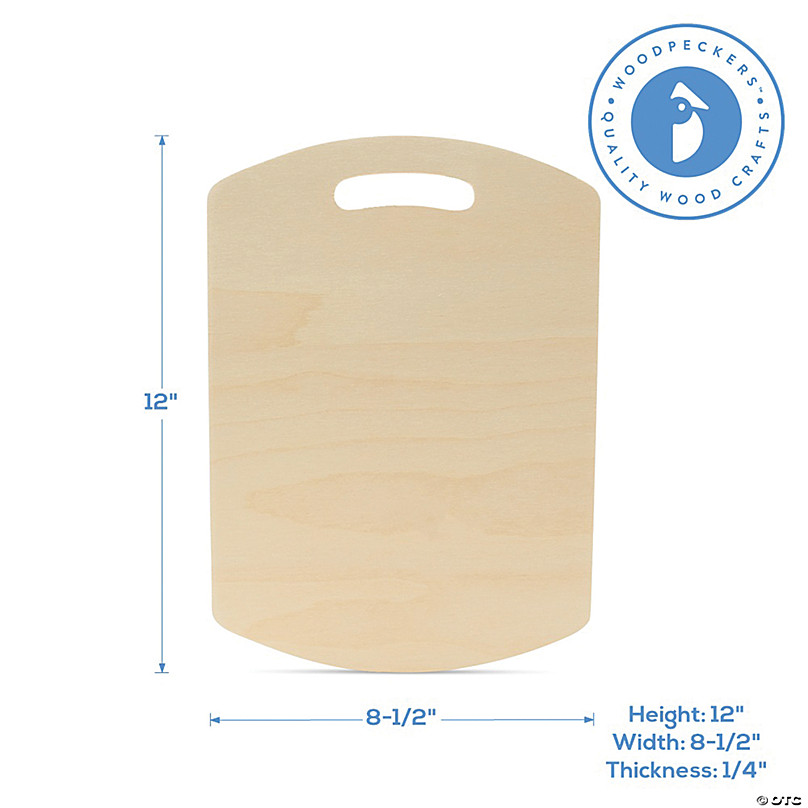 Woodpeckers Crafts, DIY Unfinished Wood 12 Cutting board Cutout Pack of 5
