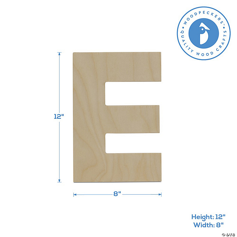 3ct Woodpeckers Crafts, DIY Unfinished Wood 12 Letter E, Pack of 3 Natural