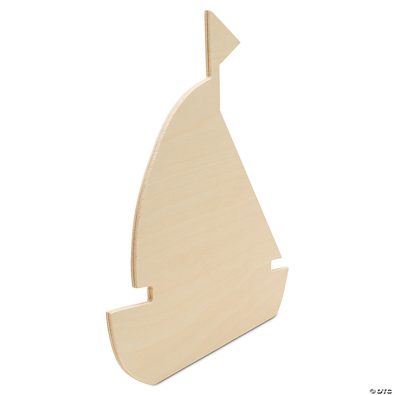 3ct Woodpeckers Crafts, DIY Unfinished Wood 12 Sailboat Cutouts, Pack of 3 Natural