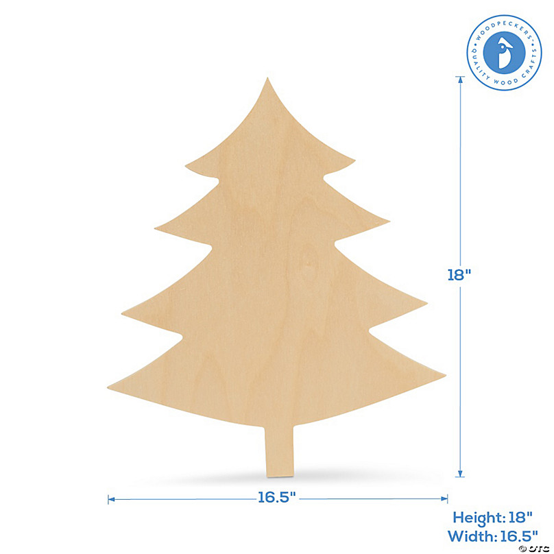 Woodpeckers Crafts, DIY Unfinished Wood 18 Christmas Tree Cutout, Pack of  3