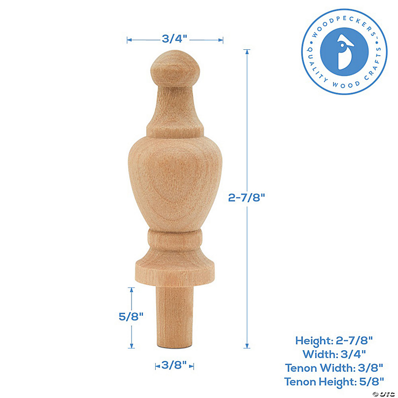 Woodpeckers Crafts, DIY Unfinished Wood 2-7/8 Finial, Pack of 50