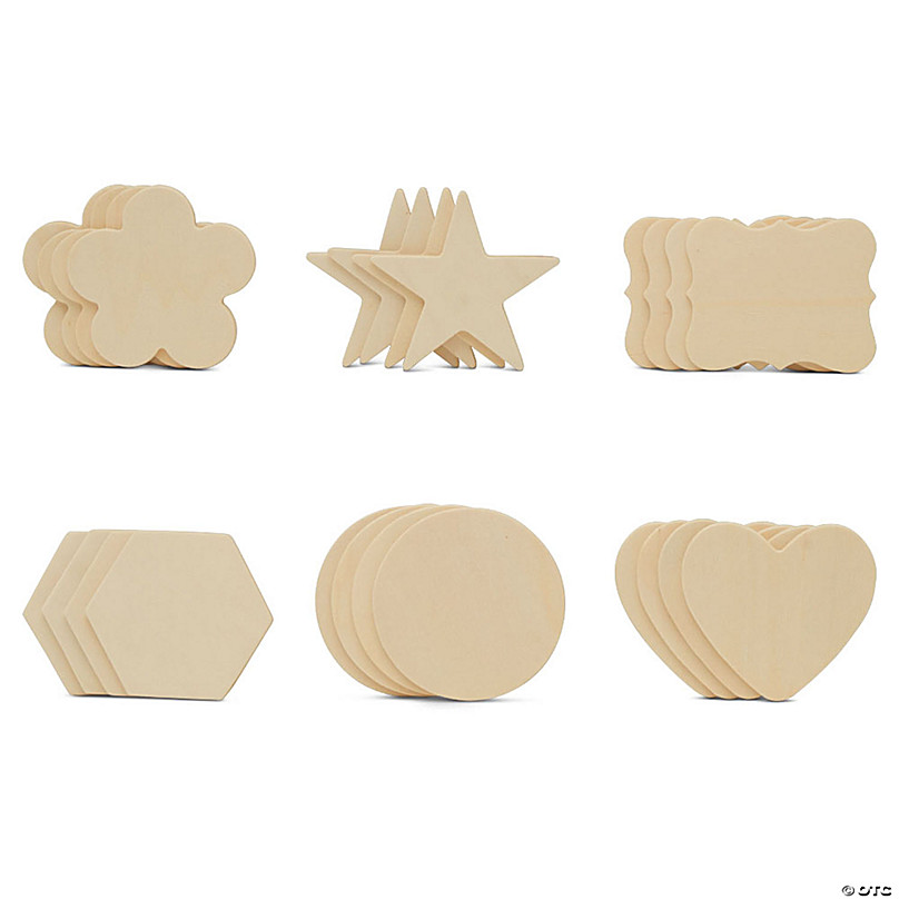 Woodpeckers Crafts, DIY Unfinished Wood Set of 6 Rectangular Trays with Cutout Handles Natural