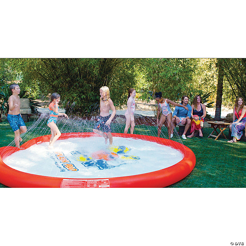 WOW Super Inflatable Large PVC Splash Pad with Soaker Sprinkler System,  Red, 10-ft