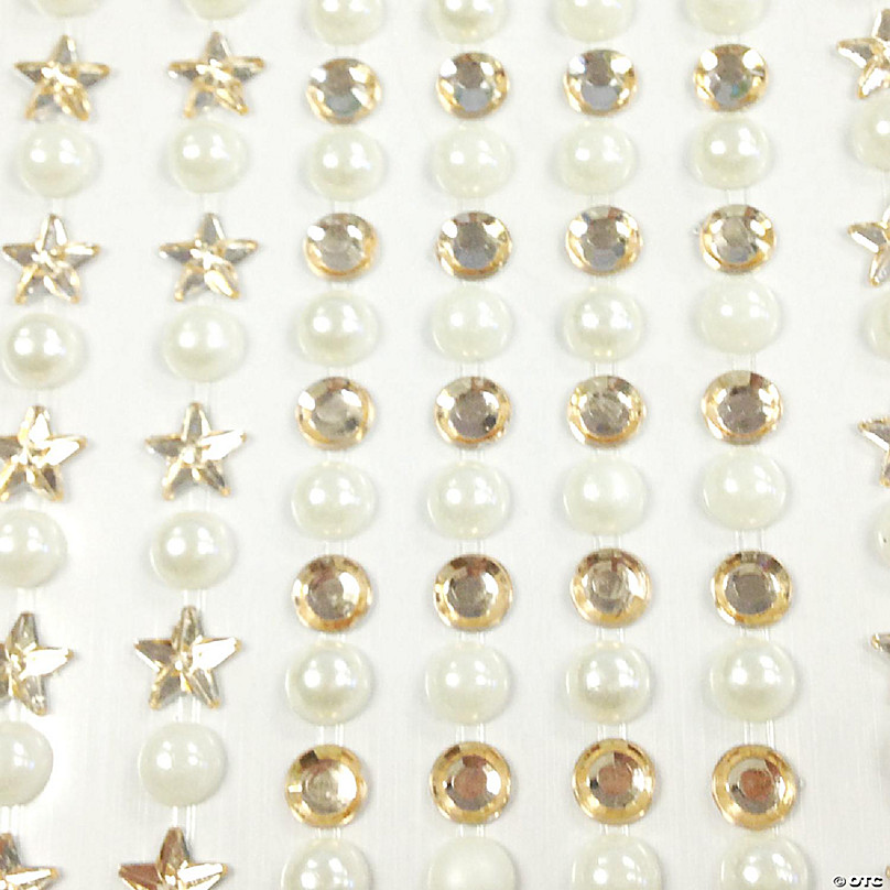 Wrapables 164 pieces Crystal Star and Pearl Stickers Adhesive Rhinestones,  Champagne