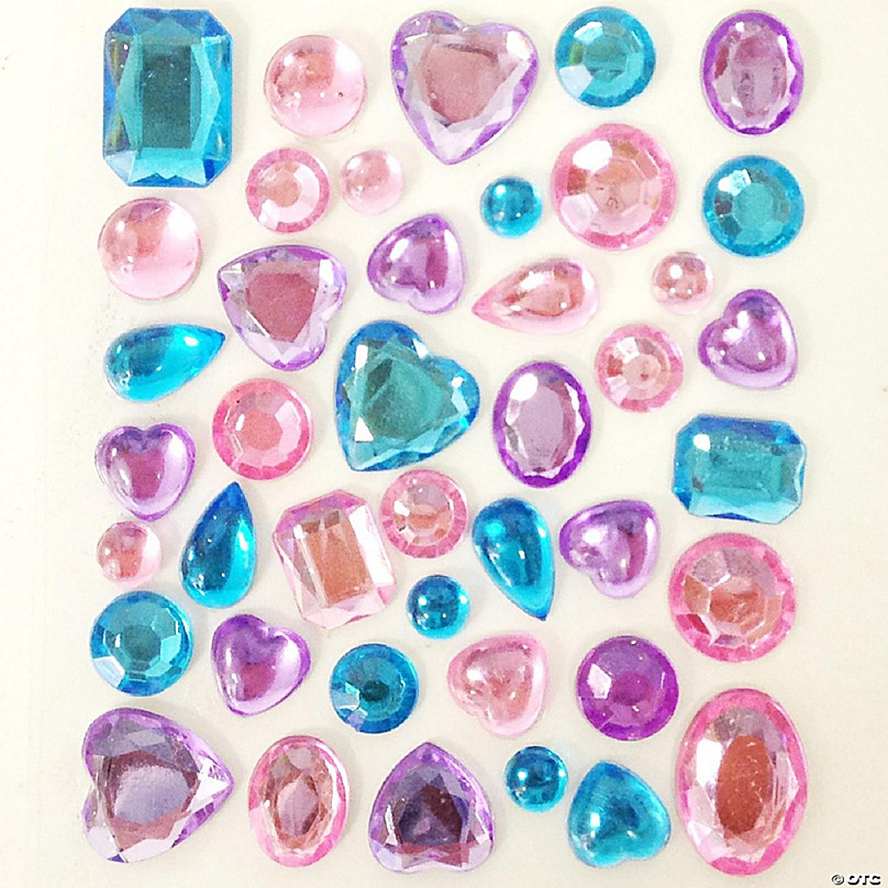 Wrapables Acrylic Self Adhesive Crystal Gem Stickers, Purple/Pink/Blue (2pk)