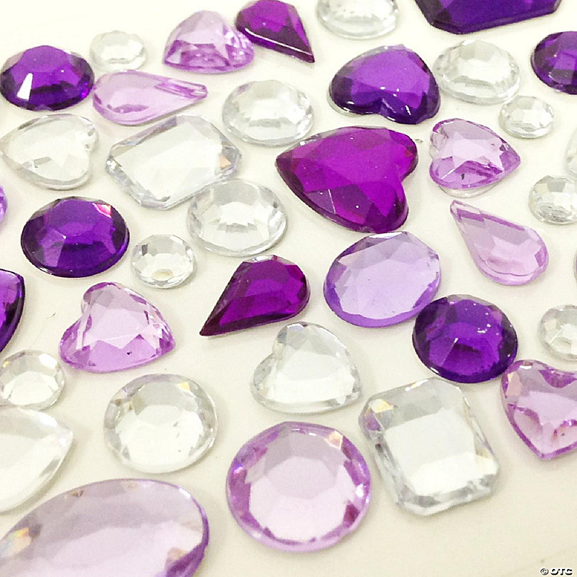 Wrapables 84 Piece Acrylic Adhesive Heart Gems Multi
