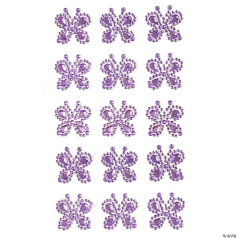 Wrapables 164 Pieces Crystal Heart and Pearl Stickers Adhesive Rhinestones Purple