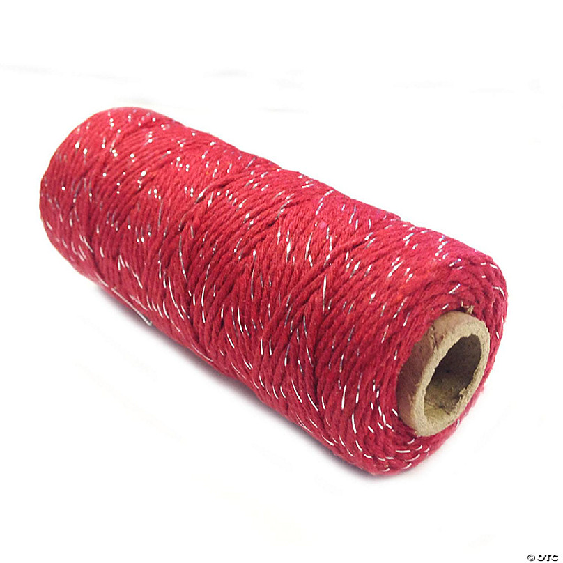 Wrapables Cotton Baker's Twine 12ply 110 Yard, Red/Metalic Silver