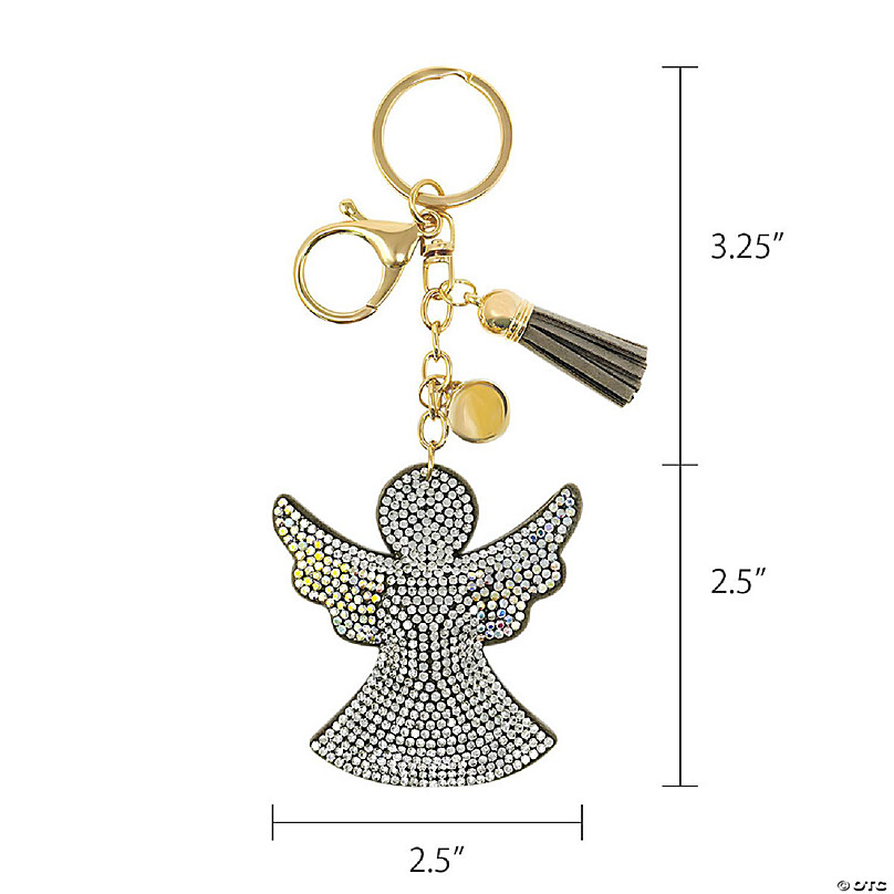 Wrapables Crystal Bling Key Chain Keyring with Tassel Car Purse Handbag Pendant Angel