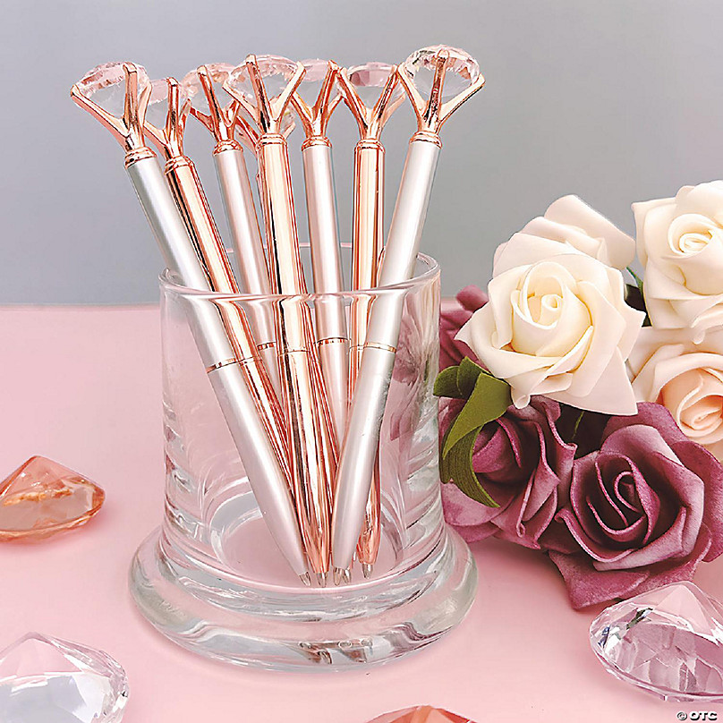 Wrapables Crystal Diamond Wedding Ballpoint Pens with Refills, 1.0mm Medium  Point (Set of 8 Pens + 8 Refills), Rose Gold & Silver