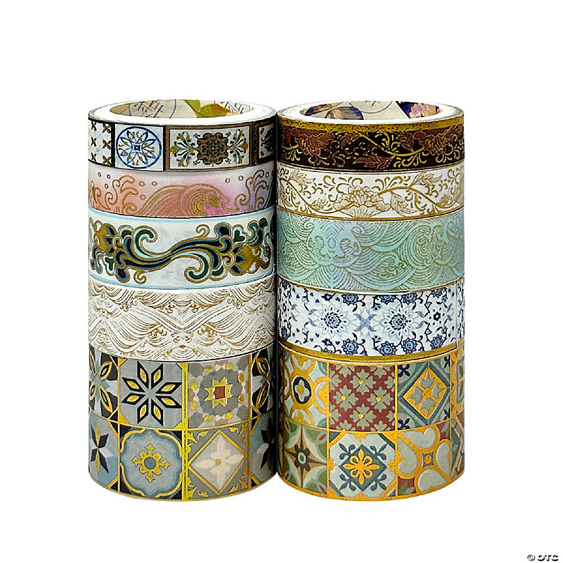 Wrapables Glitter and Shine Washi Tapes Decorative Masking Tapes (Set of 3) Gold Glitz and Snake Print