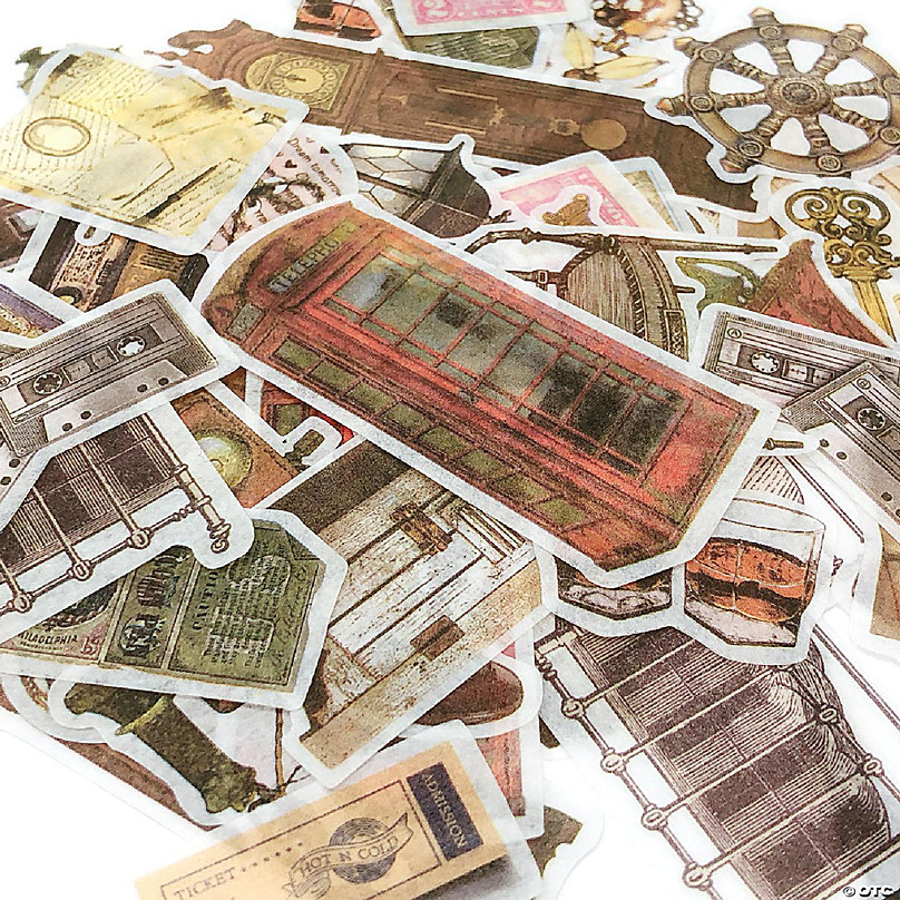60Pcs Autocollant 40Pcs Papier Scrapbooking Vintage Sticker Washi