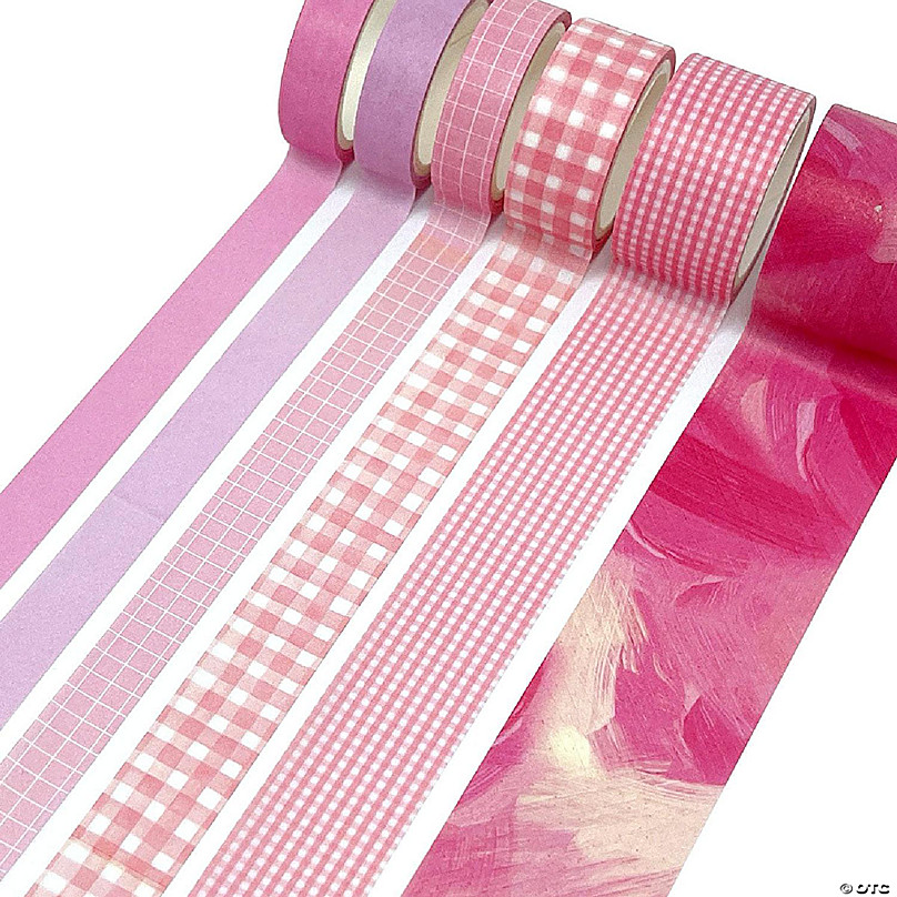 Gingham Polka Dot Decorative Masking Washi Tape - Pink - A