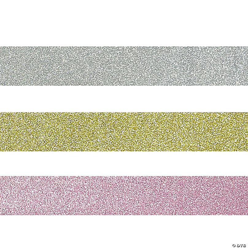 Wrapables Glitter and Shine Washi Tapes Decorative Masking Tapes (Set of 3) Solid Glitter Pastel