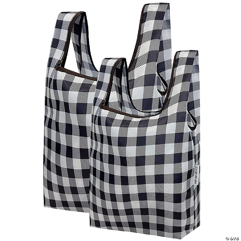 Zenpac- Extra Large Fabric Collapsible Grocery Bags with Handles for Food 5  Pack 15x9.5x13 