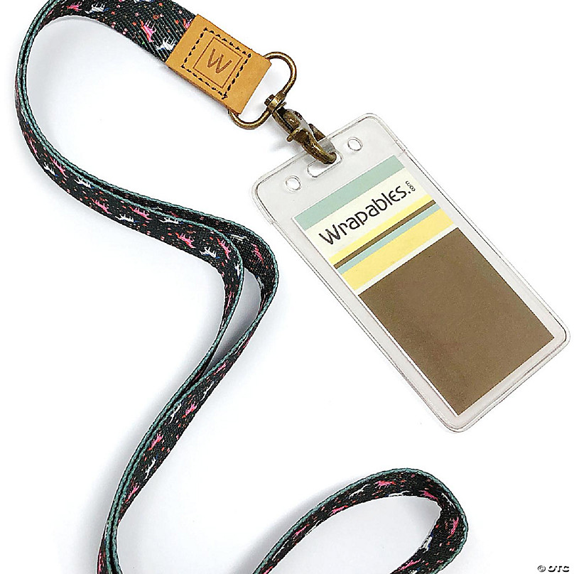 Wrapables Lanyard Keychain and ID Badge Holder Unicorns Black