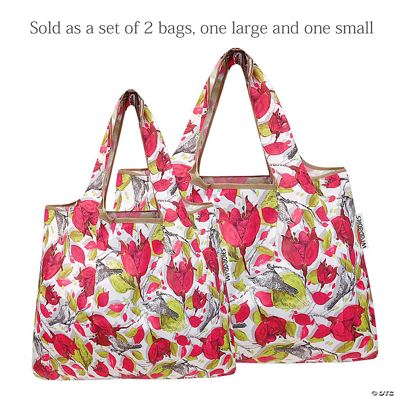 Floral Print With Large Collapsible Utility Bag or Tote Bag 