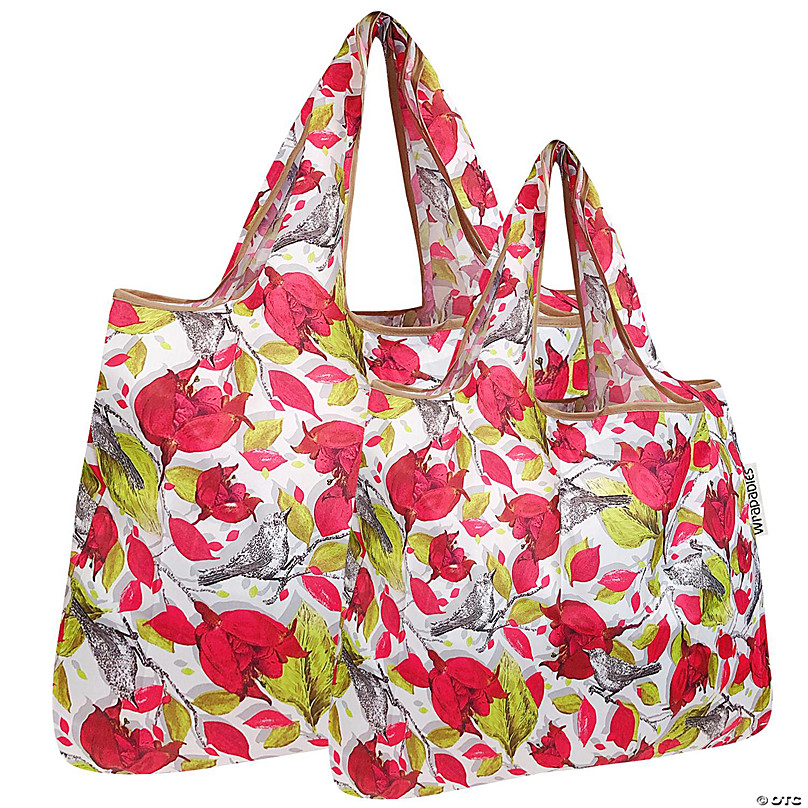 Zenpac- Reusable Fabric Cute Floral & Stripes Prints Tote Bags with Handles for All Occasions 2 Pack, Adult Unisex, Size: Large