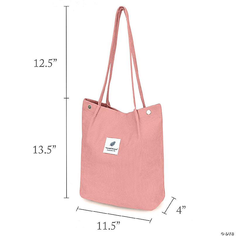 Pale Pink Corduroy Tote Bag With Pockets Front and Back Lined 