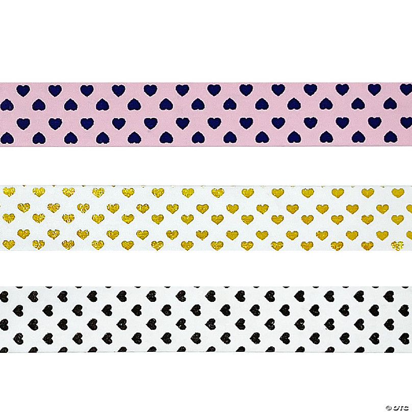 Wrapables Masking Tape Washi Tapes Valentine Hearts Washi Tape Set of 3,  Set 2