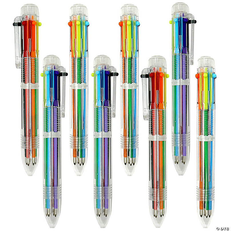 Multicolor Pen in One, Multicolor Ballpoint Pens, 6 Pack Retractable  Multiple Color Pens 0.5mm 6-in-1, Rainbow Fun Pens for Kids Birthday Party  Favor