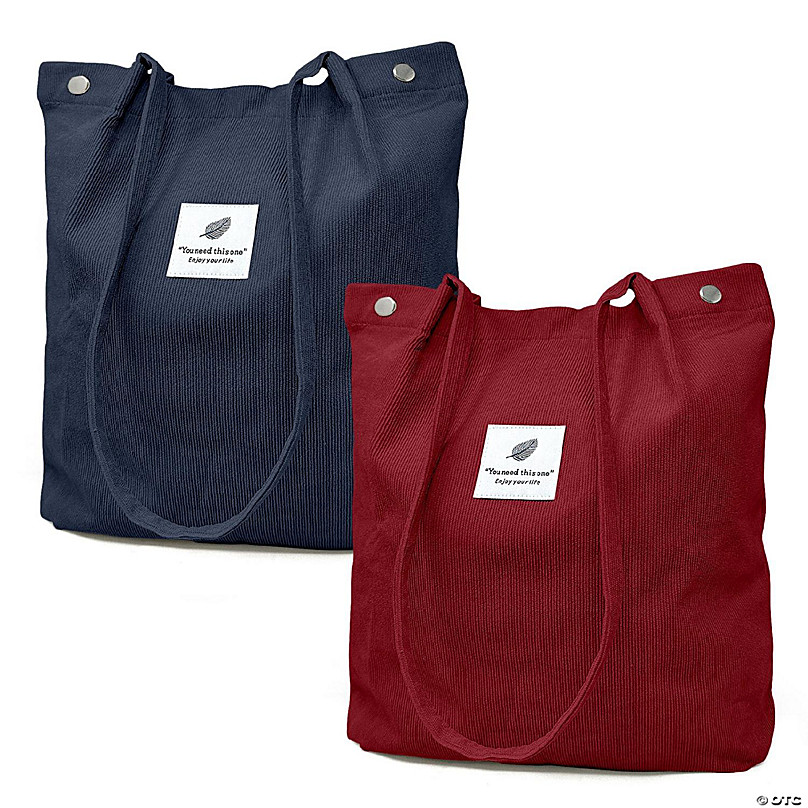 2pcs/set Fashionable Plain Canvas Tote Bags, Versatile And Simple