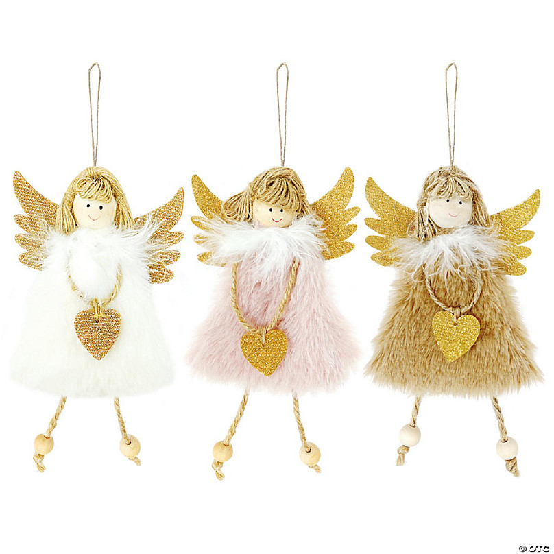 Designocracy Woodland Angel Deer Wooden Ornaments of 2 by Gelsinger  Nativity Holiday Decor