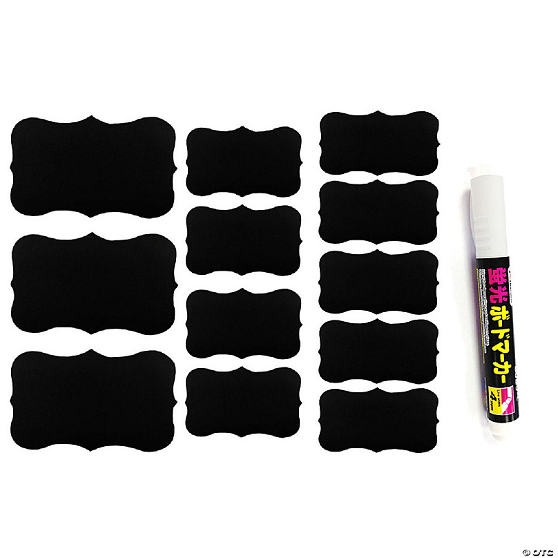Wrapables Set of 32 Chalkboard Labels / Chalkboard Stickers with White Chalk Pen- 3.5 x 2