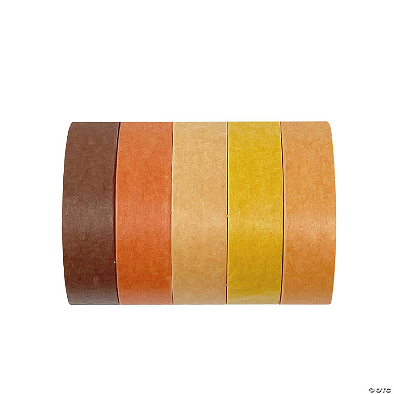 Wrapables Solid Color 10mm x 5M Washi Tape (Set of 5), Orange