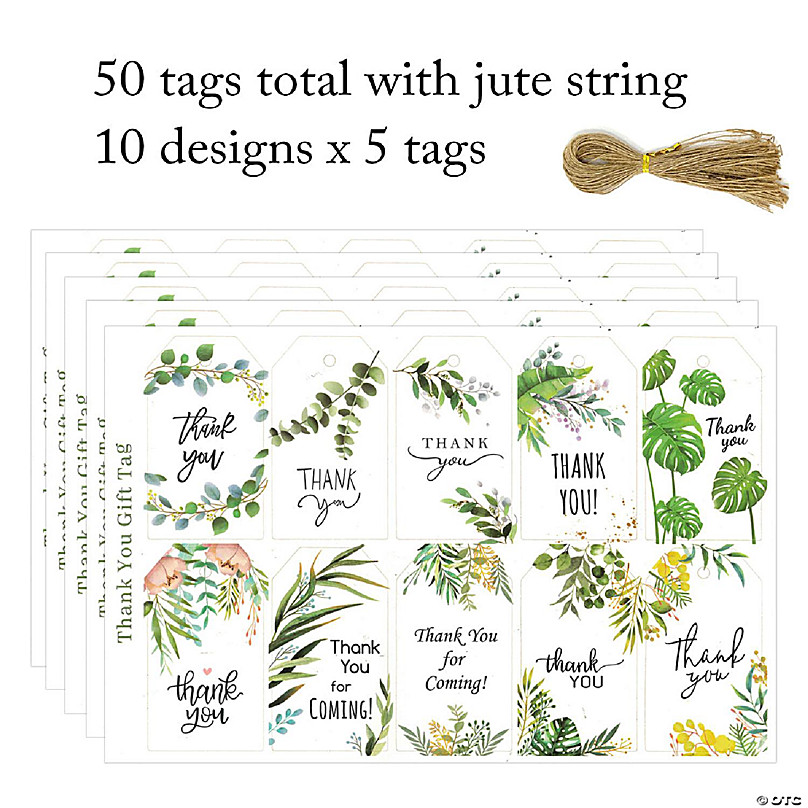 100 KRAFT HANG TAGS Jute Twine, Thank You Tags, Gift Tags, Favor