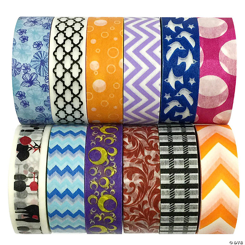 Wrapables Colorful Patterns Washi Masking Tape, Black Houndstooth