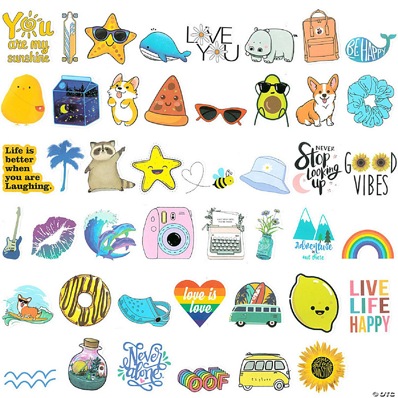 Wrapables Waterproof Vinyl Stickers for Water Bottles, Laptop, Phones,  Skateboards, Decals for Teens, 100pcs